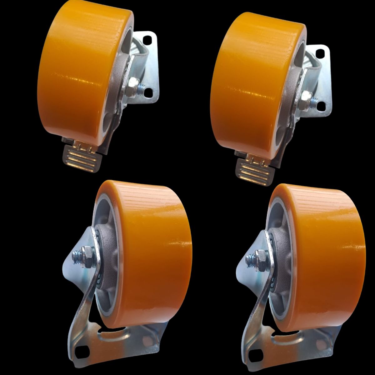 SANPLAST - Pack 4 rueda sanplast 125mm 1400kg giratoria y fijas aluminio