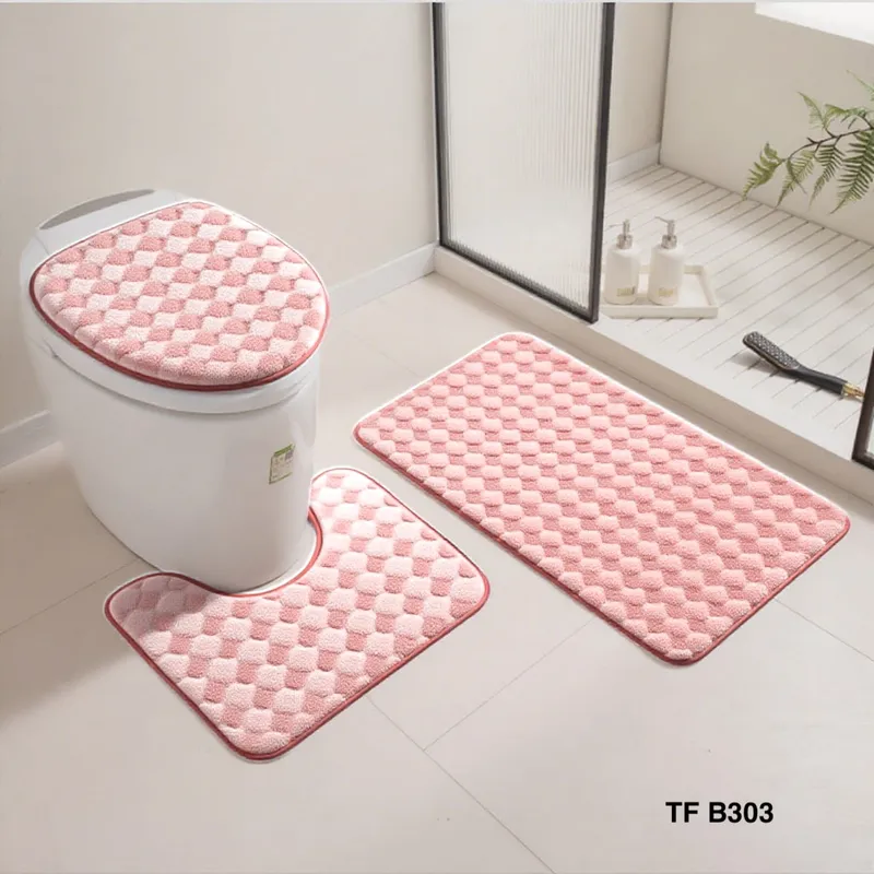 GENERICO - set de baño 3piezas felpa estilo CUADRO