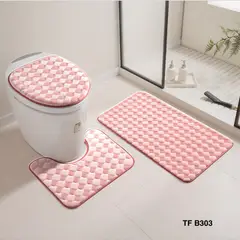GENERICO - Set de baño 3piezas felpa estilo CUADRO