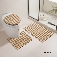 GENERICO - Set de baño 3piezas felpa estilo CUADRO
