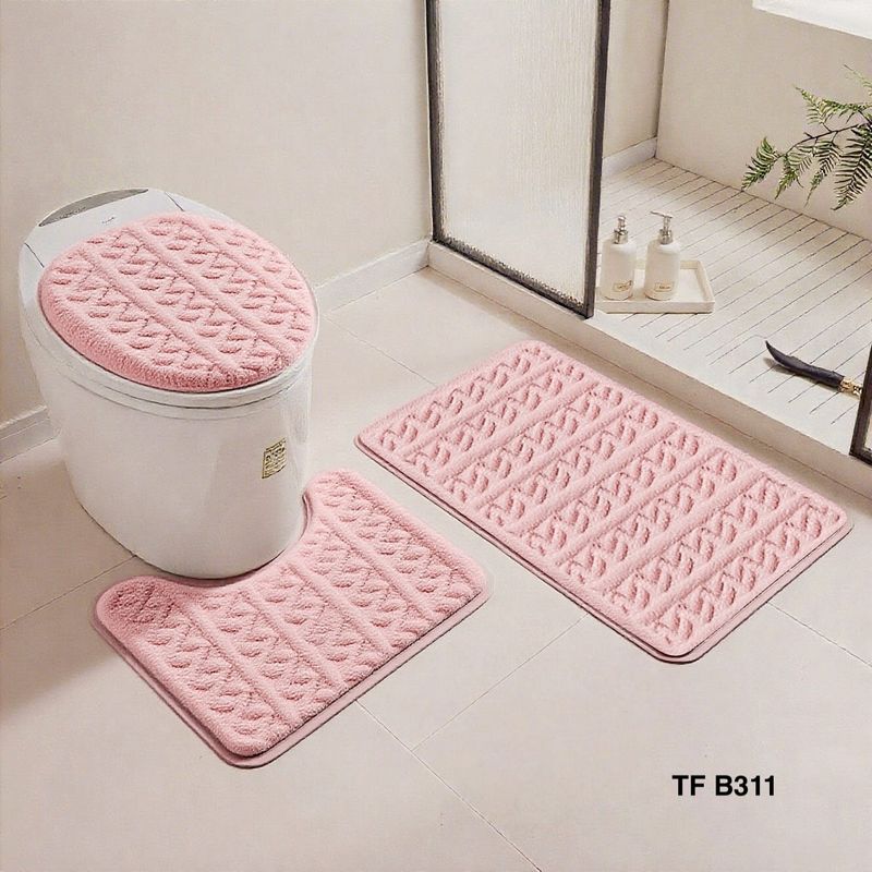 GENERICO - set de baño 3piezas felpa estilo TRENZA