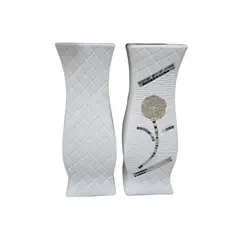 VISUALHEX LIMITADA - Florero Jarrón De Cerámica Blanco Diseño Vintage