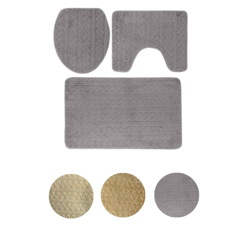 HOMEY - Set de 3 Alfombras para Baño,Colores surtidos, con Diseño Trenzado.