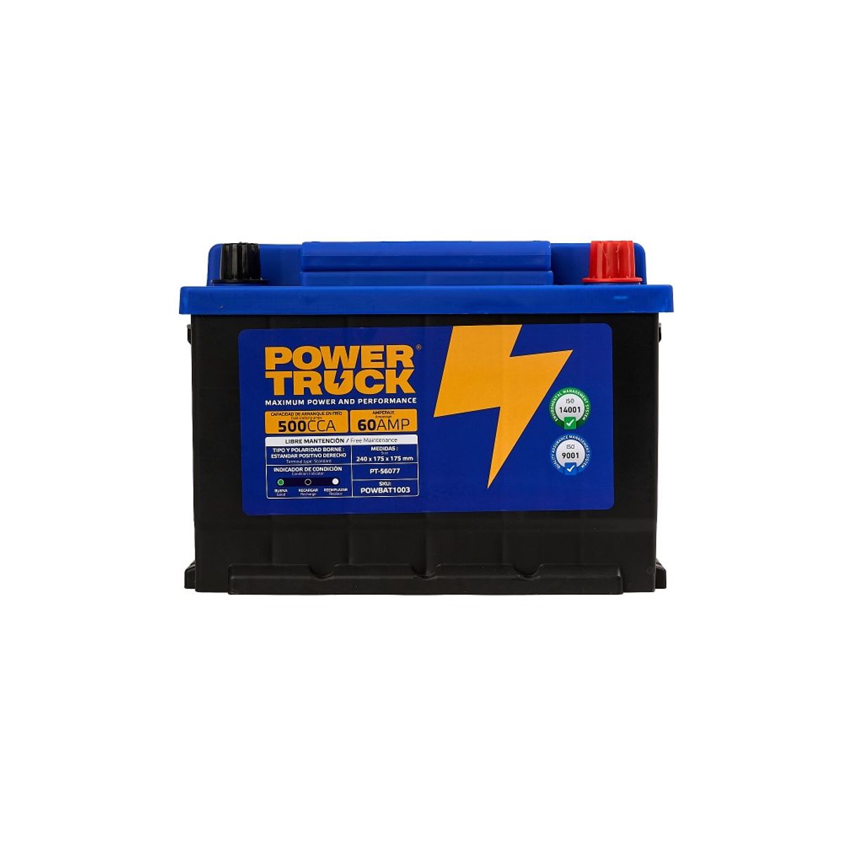 POWER TRUCK - BATERIA 60 AMP 500 CCA BORNE STD
