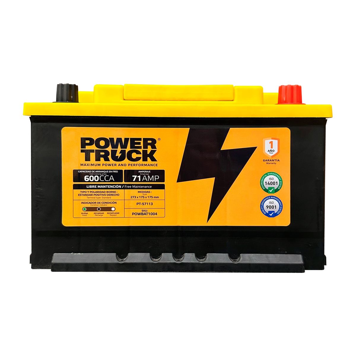 POWER TRUCK - BATERIA 71 AMP 600 CCA BORNE STD