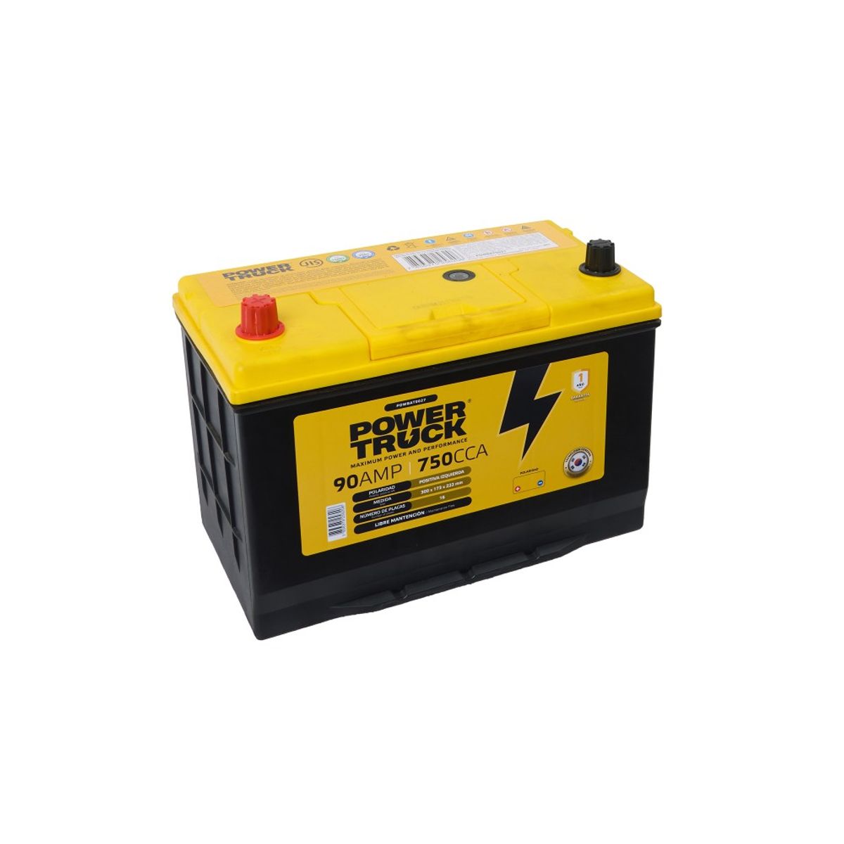 POWER TRUCK - BATERIA 90 AMP 730 CCA BORNE ESTANDAR