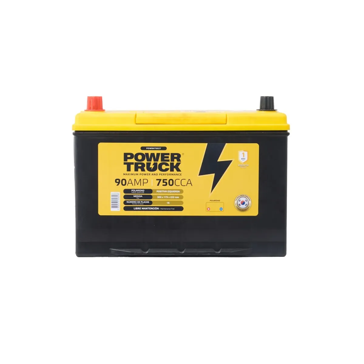 POWER TRUCK - BATERIA 90 AMP 730 CCA BORNE ESTANDAR