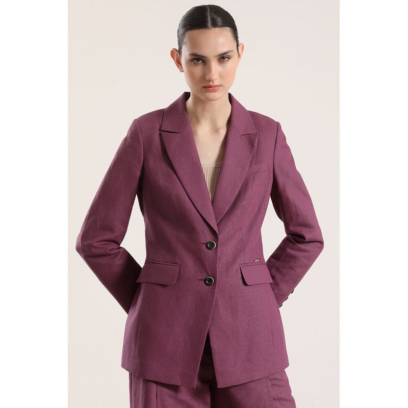 LIOLA - Blazer clásico entallado lino Liola mujer vino