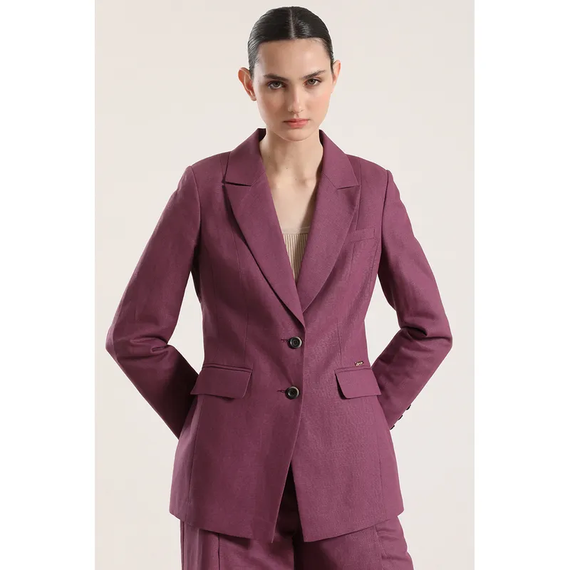LIOLA - Blazer clásico entallado lino Liola mujer vino