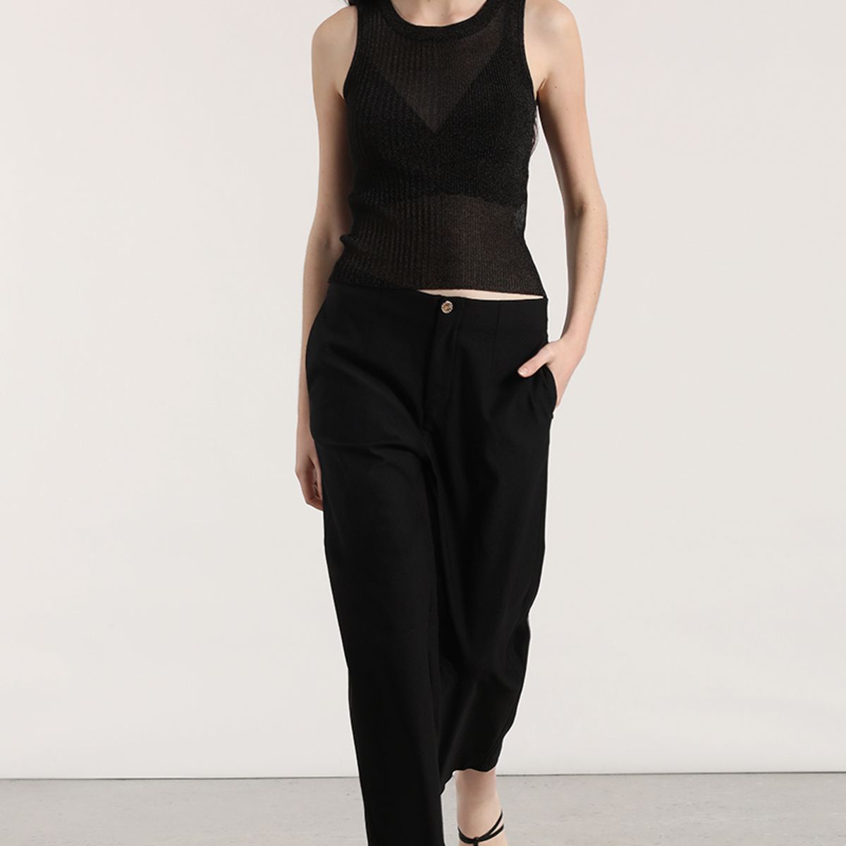 LIOLA - Polera punto hilo metalizado mujer Liola negro