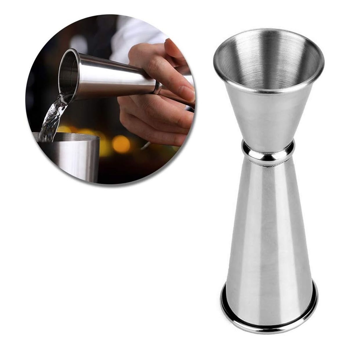 GENERICO - Medidor Tragos Jigger Japones Doble 30-60ml Acero Inoxidable