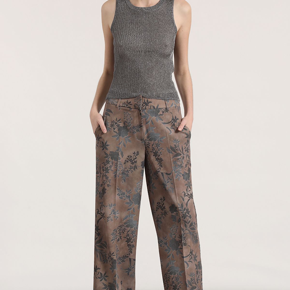 LIOLA - Polera punto hilo metalizado Liola mujer gris