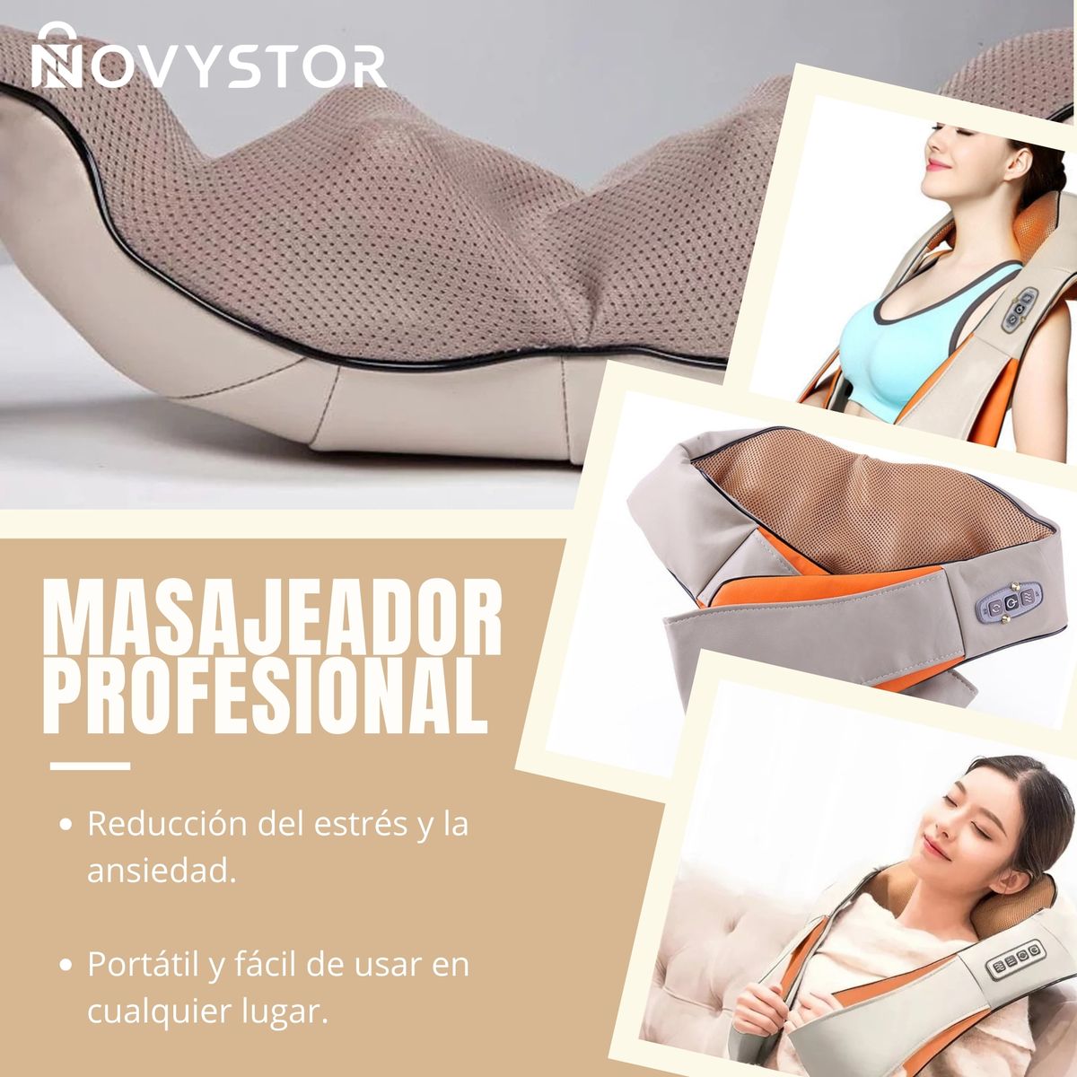 NOVYSTOR - Masajeador Profesional De Espalda Hombro Cuello Relajación