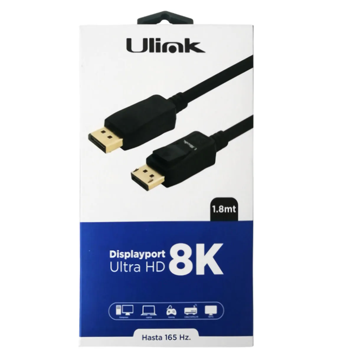 ULINK - CABLE DISPLAY PORT 1,8 METROS, 8K V1.4, NEGRO.