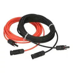 GENERICO - Cable Solar Fotovoltaico 6mm Negro y Rojo 10 metros con Conectores