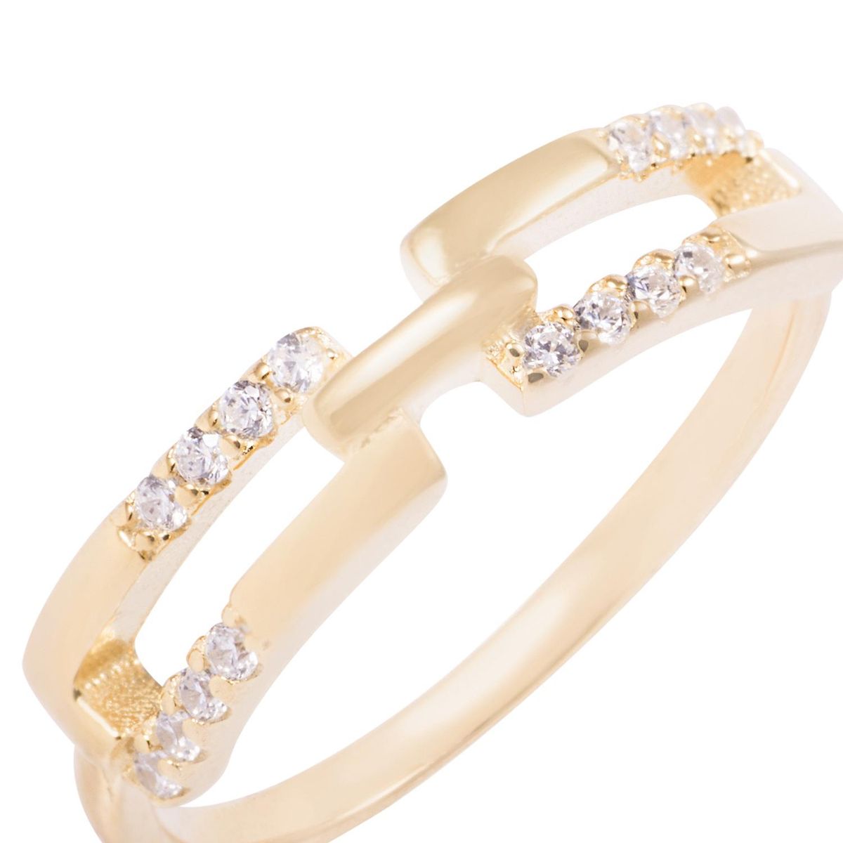 JB JOYAS BARON - Anillo Revestido en Oro 18kt Eslabones con Circonita