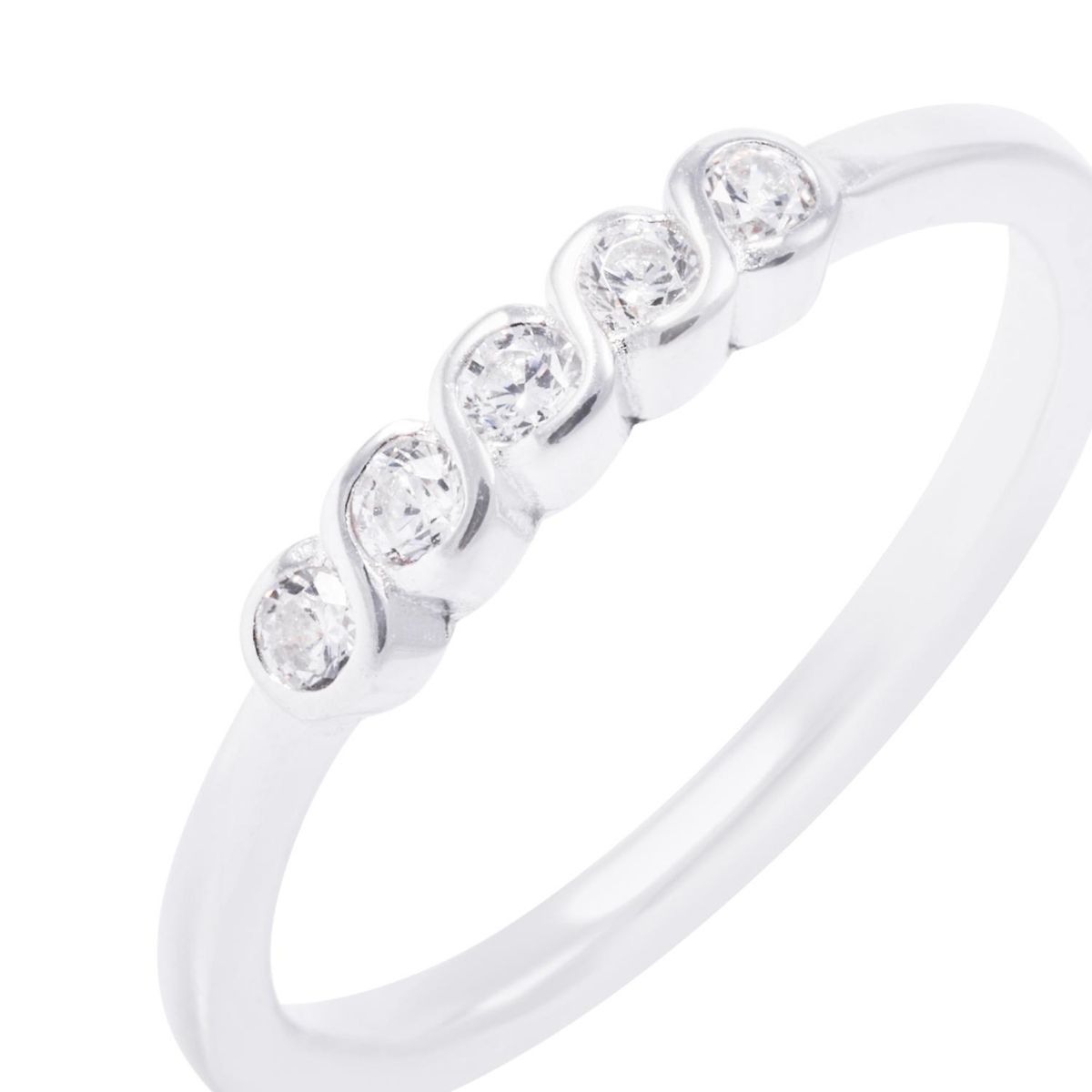 JB JOYAS BARON - Anillo de Plata Esterlina Medio Cintillo Cinco Circones