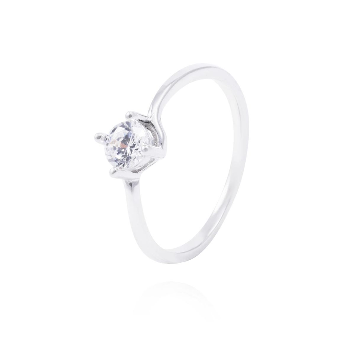 JB JOYAS BARON - Anillo Plata Esterlina Solitario Cuatro Grifas y Circonita