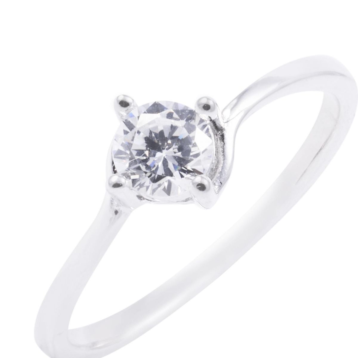 JB JOYAS BARON - Anillo Plata Esterlina Solitario Cuatro Grifas y Circonita