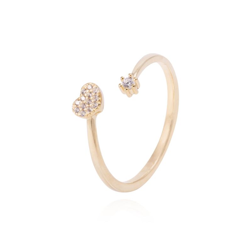 JB JOYAS BARON - Anillo Revestido en Oro 18kt Corazón Pave y Circonita