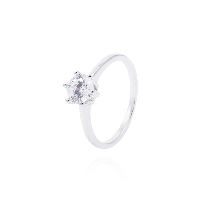 JB JOYAS BARON - Anillo de Plata Esterlina Solitario con 6 Grifas Circonita