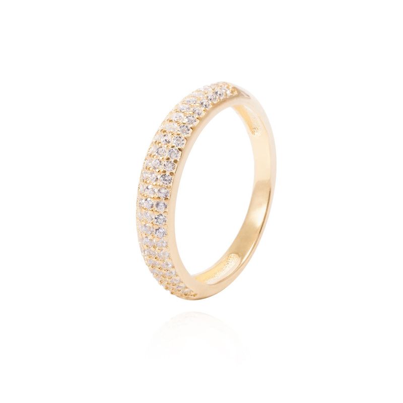 JB JOYAS BARON - Anillo Revestido Oro 18kt Triple Medio Cintillo Circonitas