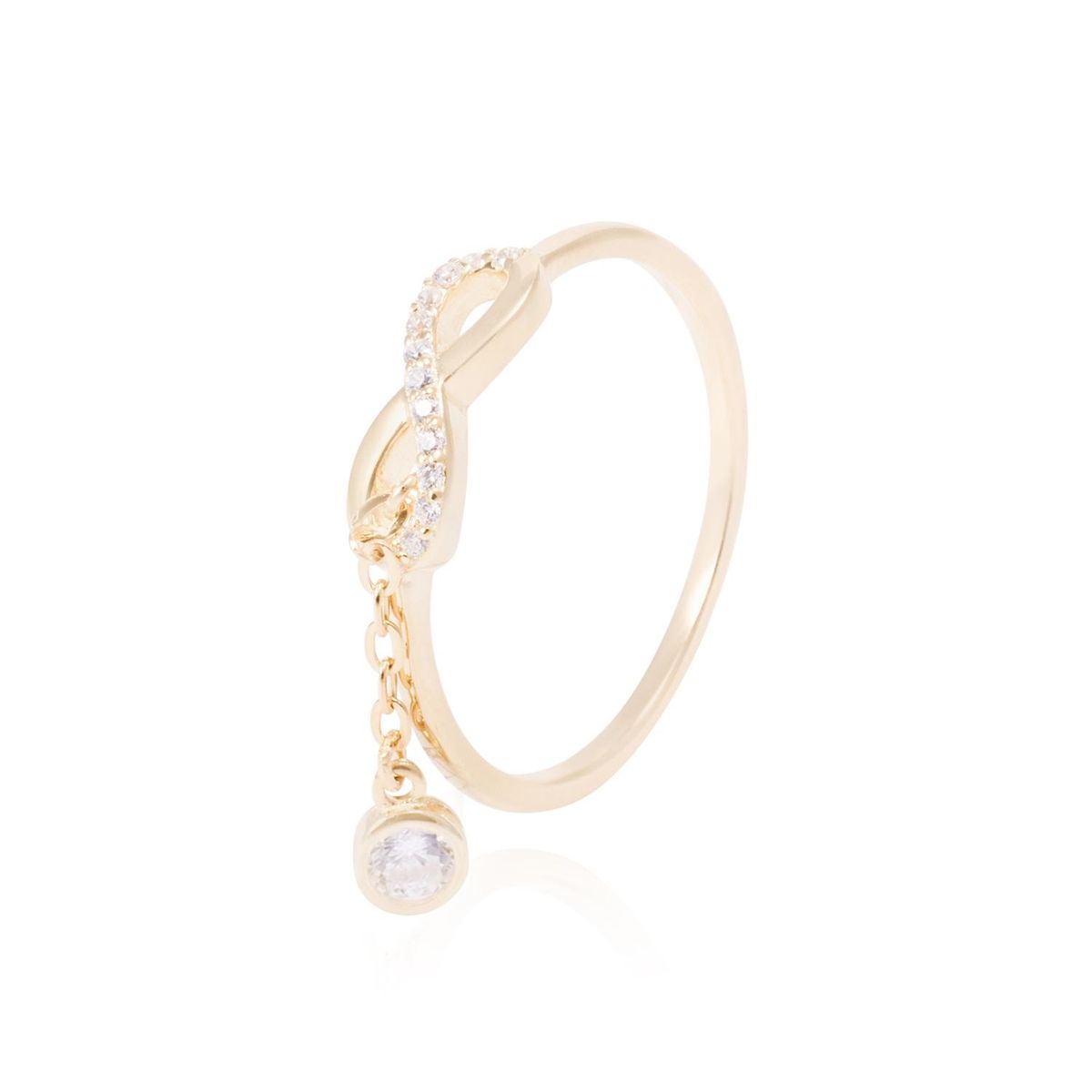 JB JOYAS BARON - Anillo Revestido en Oro 18kt Infinito Circonita y Cadena