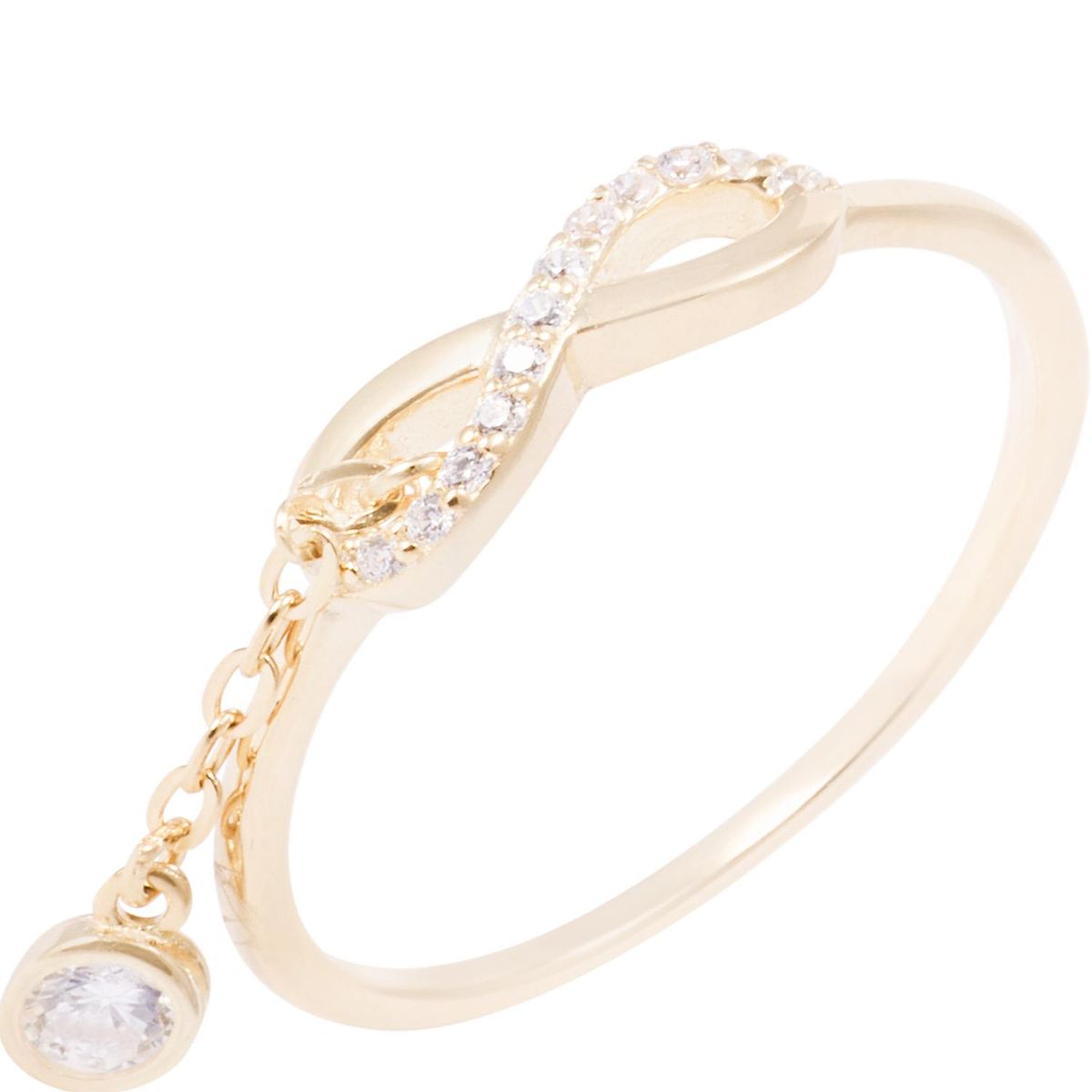 JB JOYAS BARON - Anillo Revestido en Oro 18kt Infinito Circonita y Cadena
