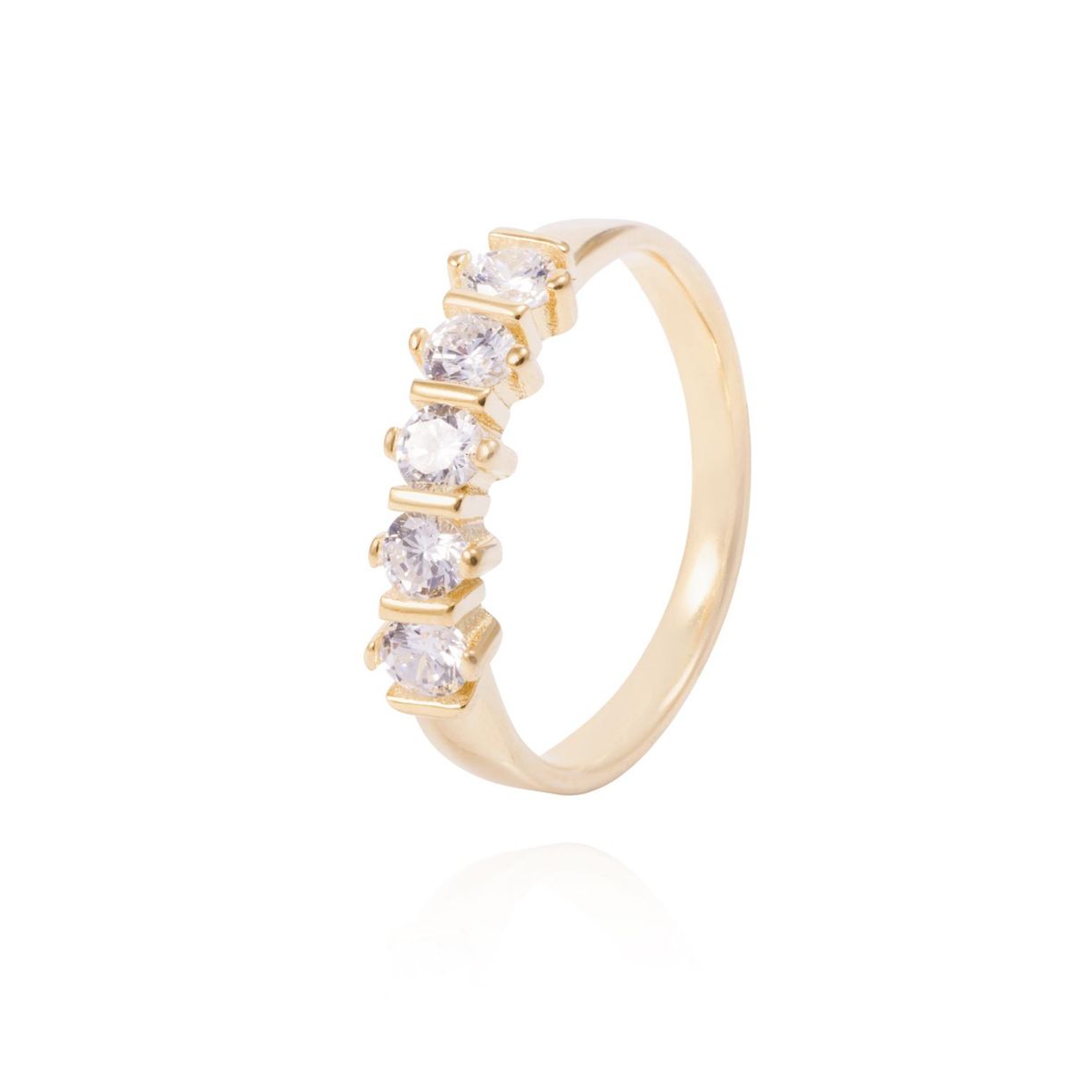 JB JOYAS BARON - Anillo Revestido en Oro 18kt Medio Cintillo Con Circonita