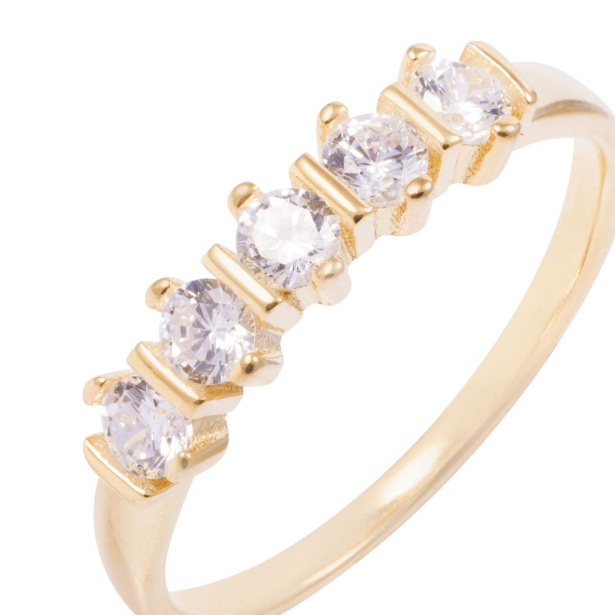 JB JOYAS BARON - Anillo Revestido en Oro 18kt Medio Cintillo Con Circonita