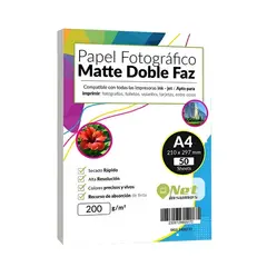 GENERICO - Papel Fotográfico A4 200gr Matte Doble Faz 50 Hojas Blanco