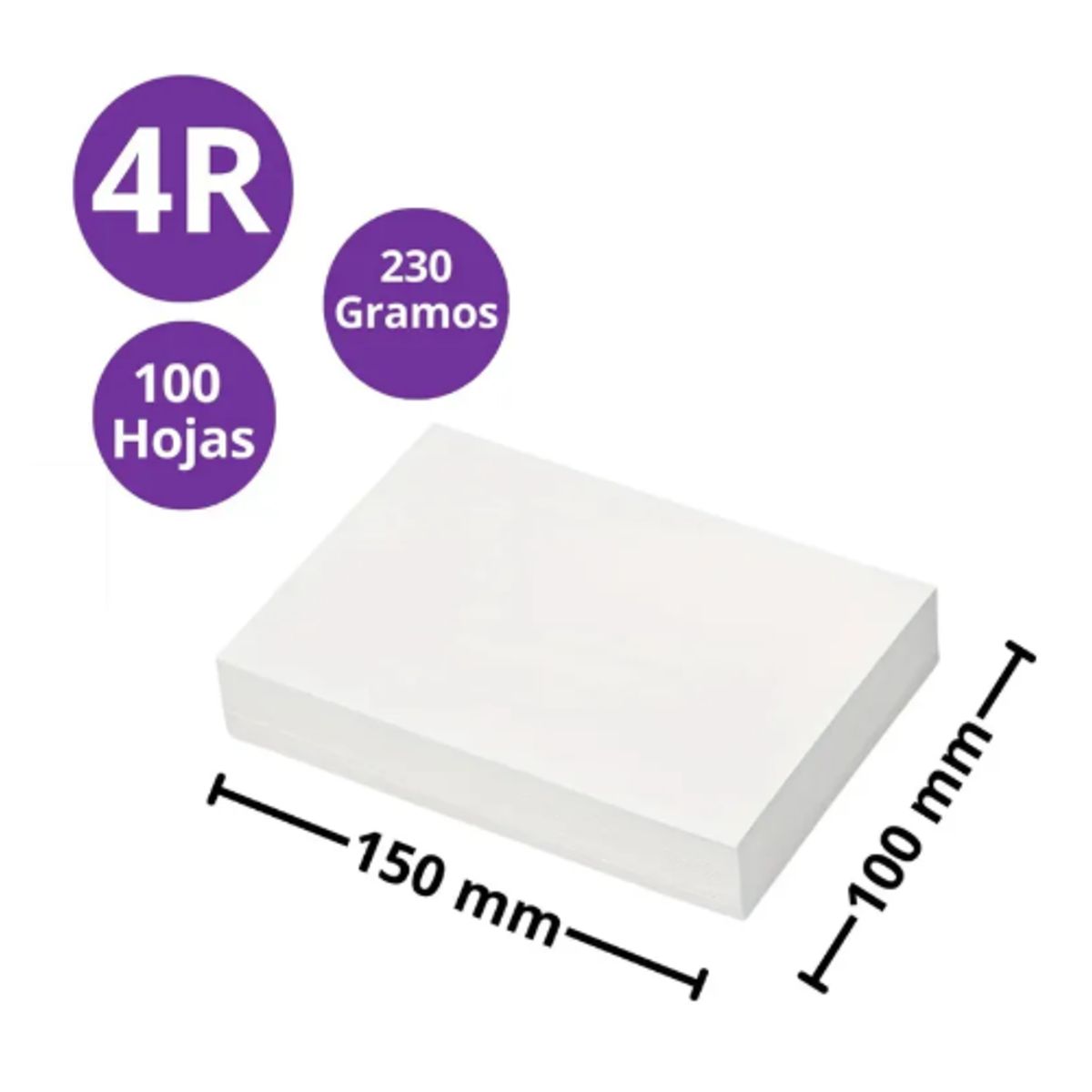 GENERICO - Papel Fotográfico Glossy 4r 10x15 230gr X 100 Hojas Sp Color Blanco