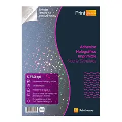GENERICO - Papel Holográfico Adhesivo Imprimible A4x20hj Noche De Estre Negro