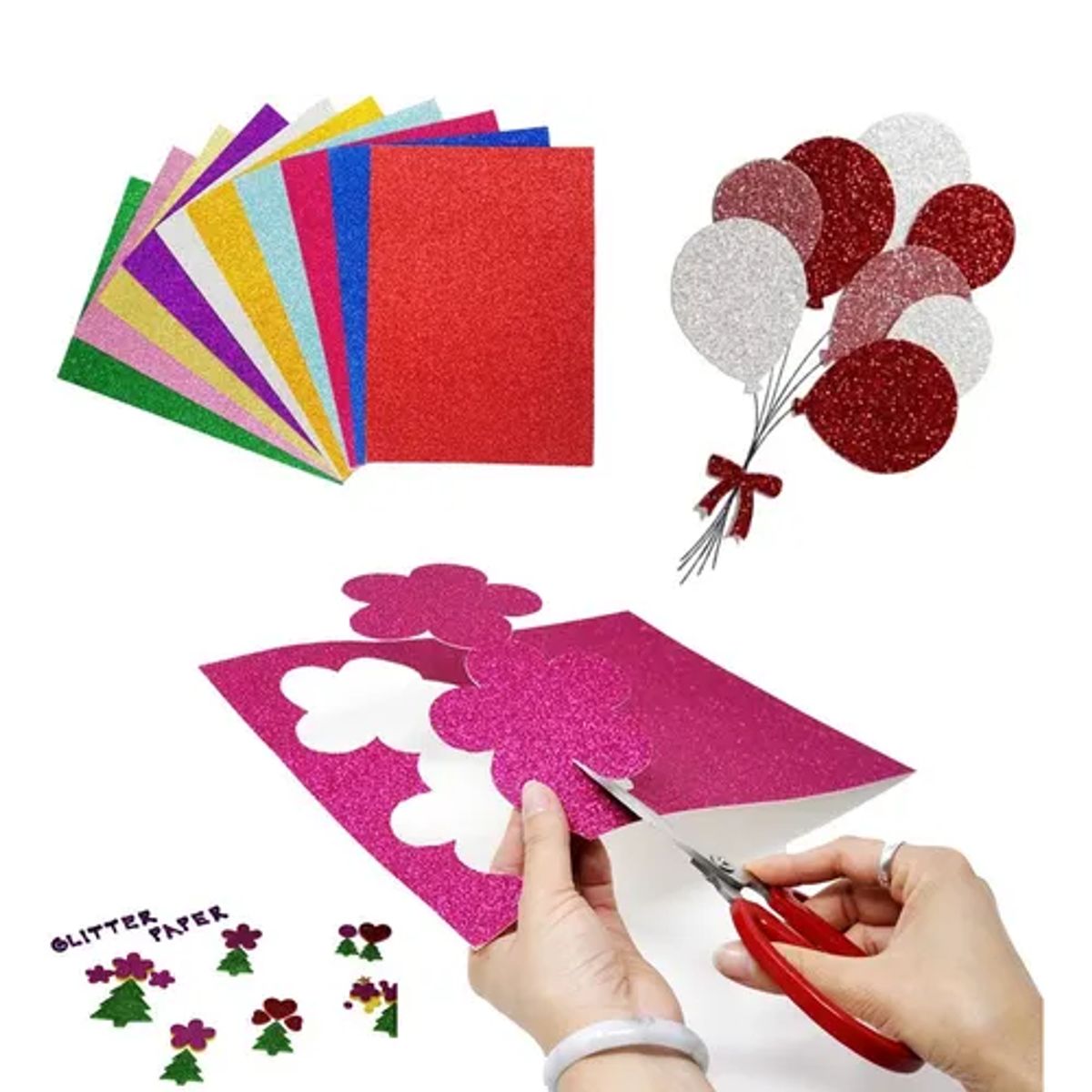 GENERICO - Pack 10 Unids Cartulina Glitter 250 Grs A4 Multicolor