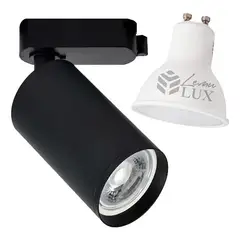 LEMU LUX - Foco Riel Monofasico Negro Gu10 + Ampolleta Led