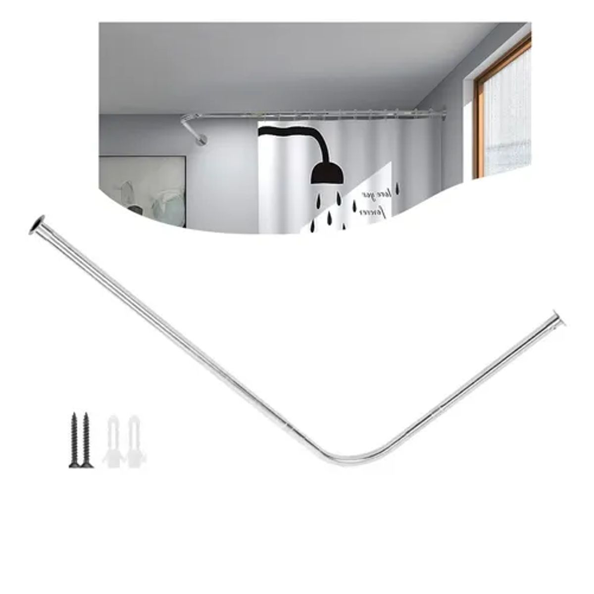 GENERICO - Barra Extensible Cortina Ducha Acero Inoxidable 100-160cm Plateado