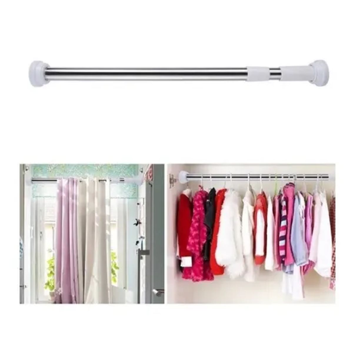 GENERICO - Barra Extensible De Ducha 70 X 120 Cm Acero Cromado Color Blanco Y Cromado