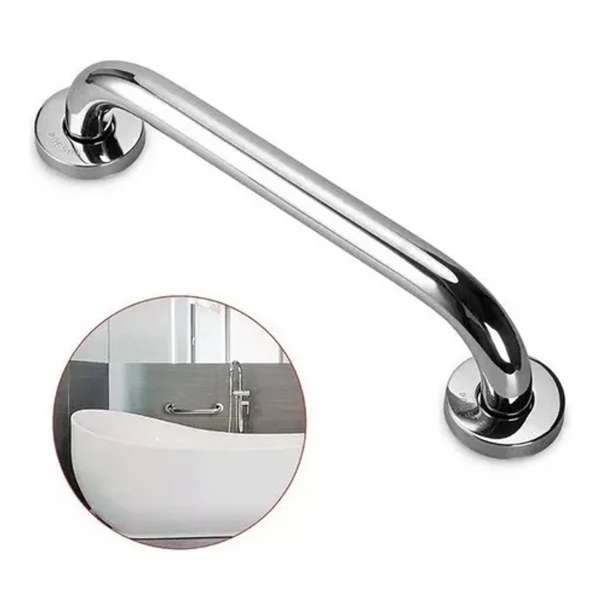 GENERICO - Barra Seguridad Recta Ducha Baño 40 Cm X 25 Cm Inoxidable Color Plateado