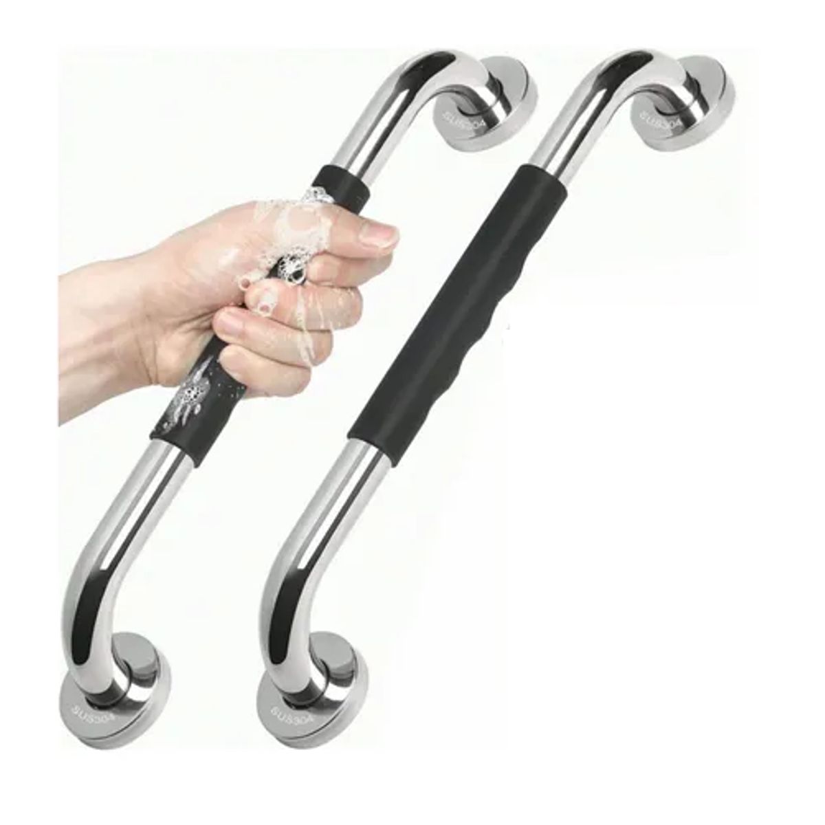 GENERICO - X2 Manillas barra Seguridad Baño Ducha Pasa Manos 50cm Plateado