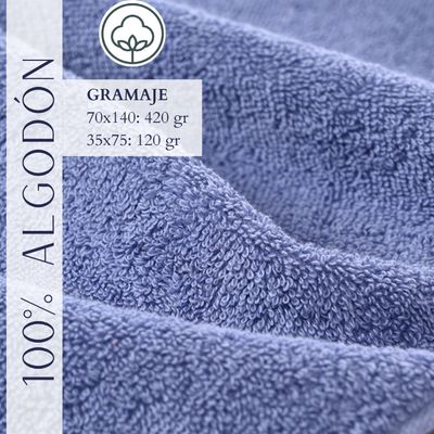 Imagen 2 del producto Pack De 3 Toallas De Baño y mano de Algodon Azul