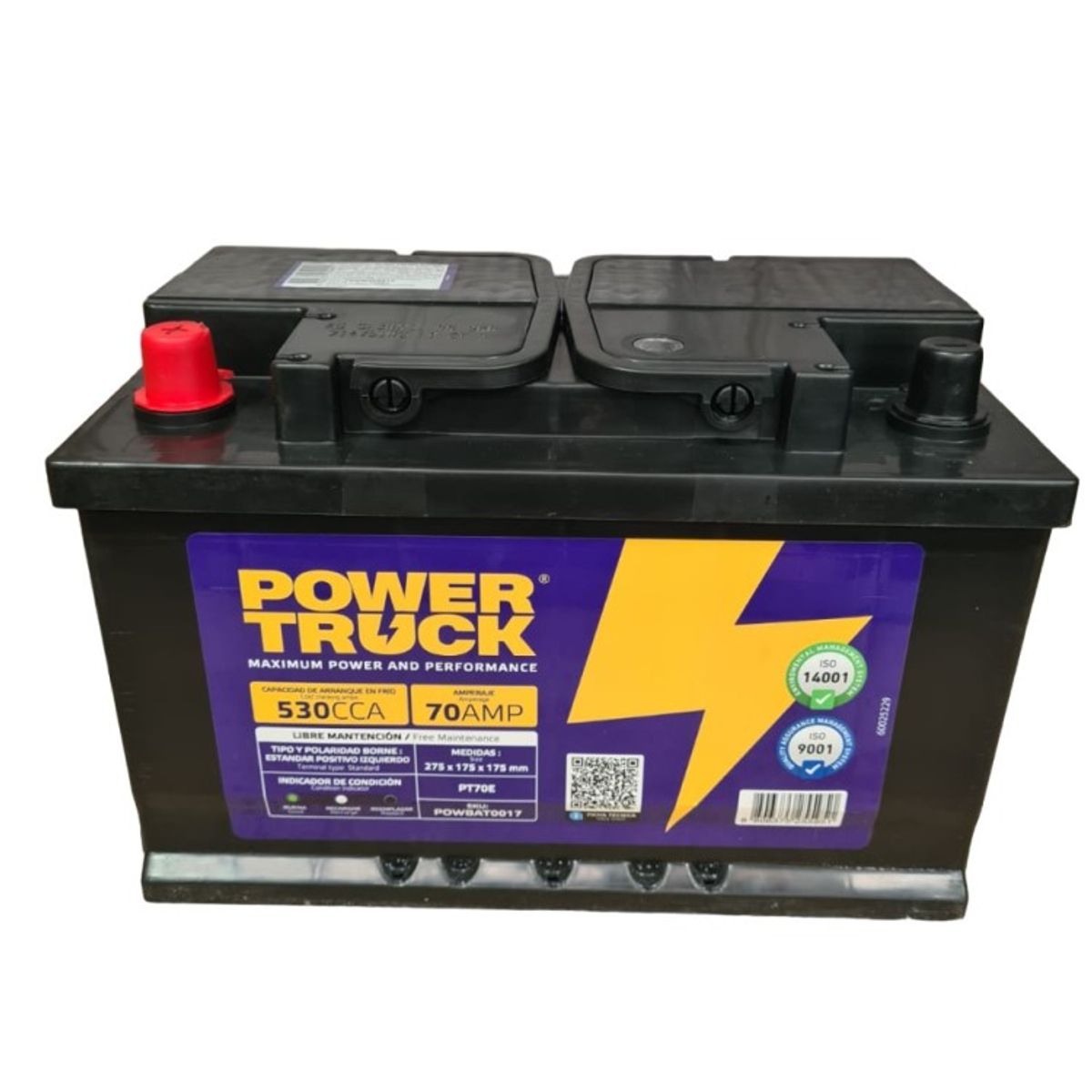 POWER TRUCK - BATERIA 70 AMP 530 CCA BORNE ESTANDAR