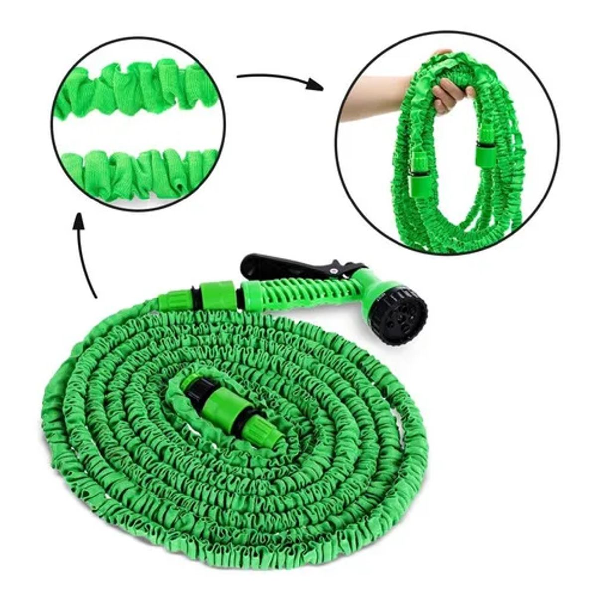 GENERICO - Manguera Retráctil Expandible Jardín Magic Hose 30 Mts. Verde lima.