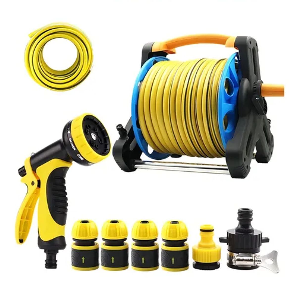 GENERICO - Manguera Retráctil Carrete Y Pulverizador Accesorio Jardín Color Negro