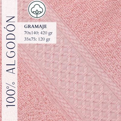 Imagen 2 del producto Pack De 3 Toallas De Baño y mano de Algodon Rosa