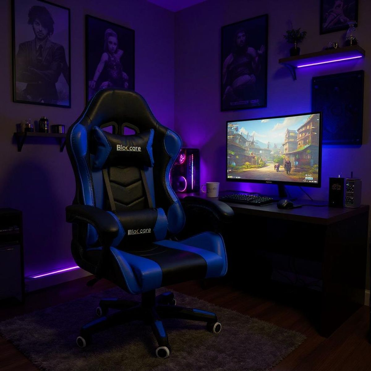 BLOCCARE - Silla Gamer Reclinable  Bloccare - Color Azul.