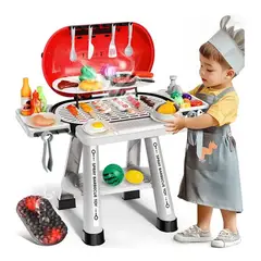 GENERICO - Cocina de Juguete Bbq Parrilla Niños 68 Pcs Luz Vapor Sonido Multicolor