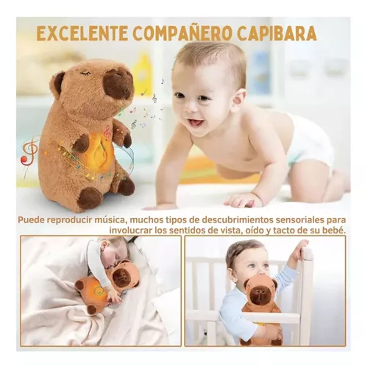 GENERICO - Peluche Capibara Que Respira Calma Ansiedad Para Dormir Color Marrón