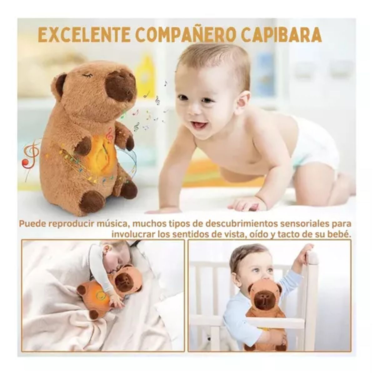 GENERICO - Peluche Capibara Que Respira Calma Ansiedad Para Dormir Color Marrón
