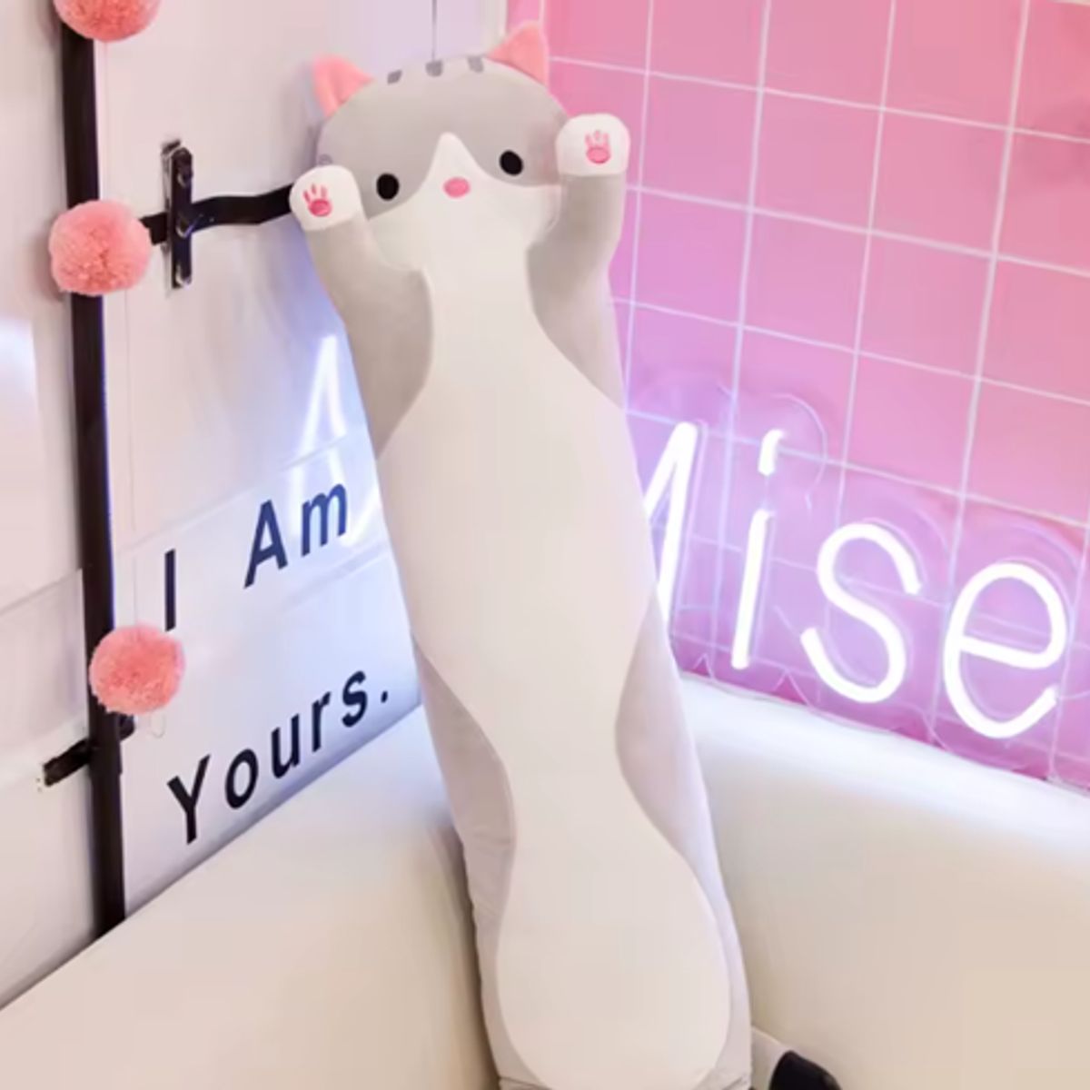 GENERICO - Peluche Almohada Alargado De Gato 87cm multicolor