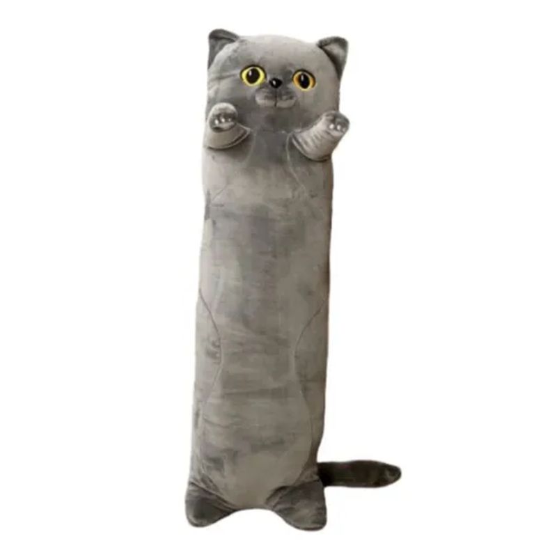 GENERICO - Peluche Almohada Alargado De Gato 83cm Gris